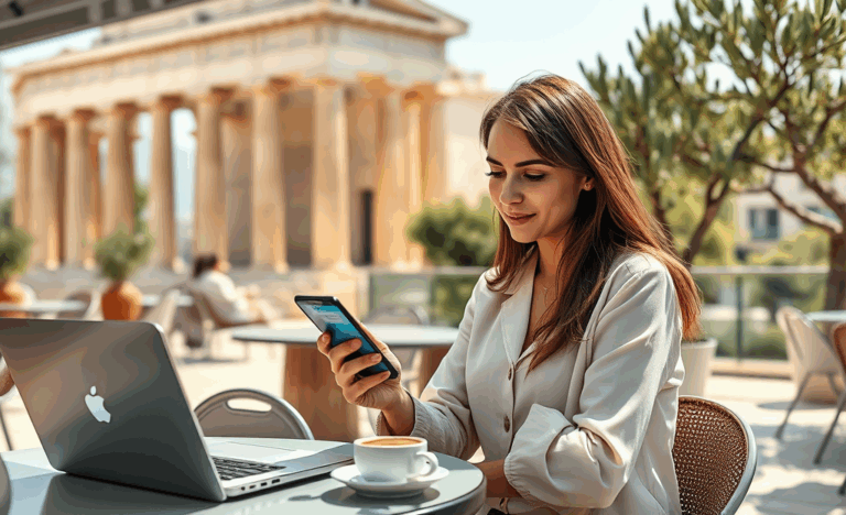 Άτομο χρησιμοποιώντας κινητό για αίτηση δανείου μέσω τραπεζικής εφαρμογής.