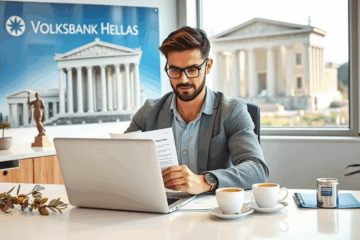Άτομο συμπληρώνει αίτηση δανείου στη Volksbank Hellas