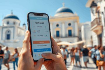 Ένας χρήστης κοιτάζει την εφαρμογή Cashnow για άμεση πίστωση στον φορητό του υπολογιστή.